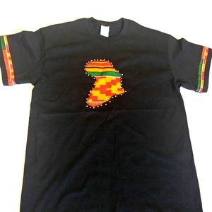 African Print Kente Ankara Black T-Shirt Wt Stones